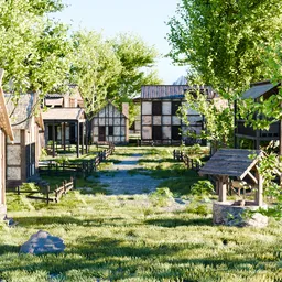 Summer Village in Forest Nature