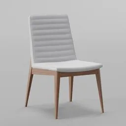 Modern white padded bar-chair 3D model with wooden legs, suitable for Blender rendering and scene design.