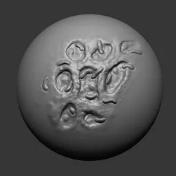 3D sculpting brush detail for undead models, adding maggot-like textures in Blender.