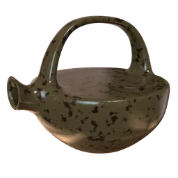 Detailed 3D-rendered vintage kettle with a speckled design, optimized for Blender use.