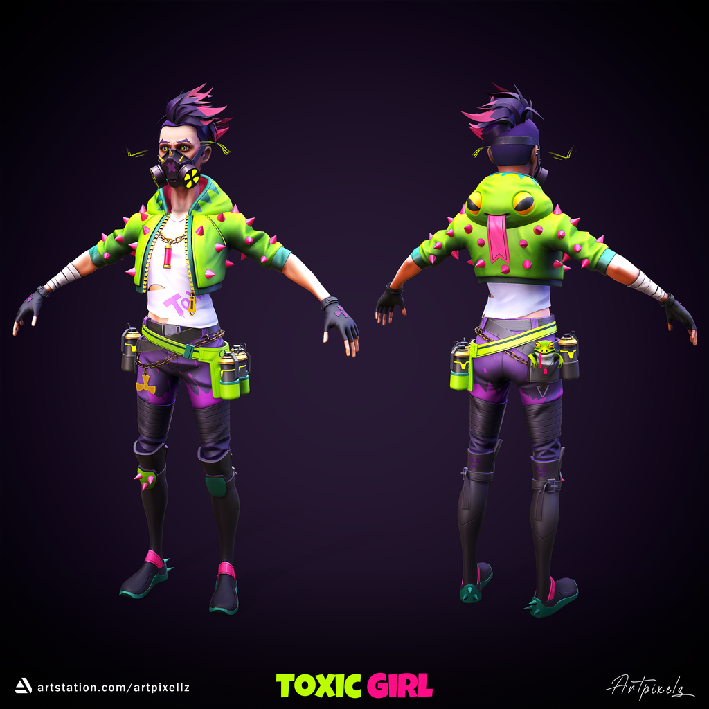 Stylized Toxic girl | 3D Full Body models | BlenderKit