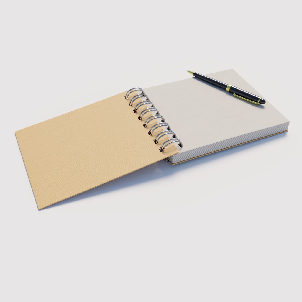 Notepad and ballpoint pen Books models BlenderKit