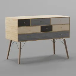 Wood Side Board Colour Drawers