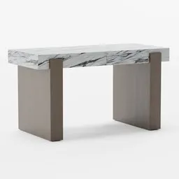 Marble textured 3D model desk with two drawers for Blender rendering, showcasing modern furniture design.