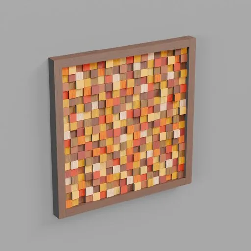 Decorative Frame with Colorful Wooden Tiles