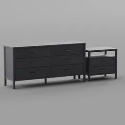 Black Dresser and Nightstand Set