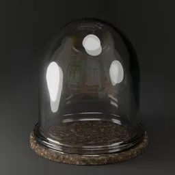 Realistic Blender 3D render of a classic transparent glass dome with cork base suitable for display purposes.