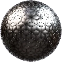 High-quality PBR silver metal texture with a geometric triangular design for 3D modeling and rendering in Blender.