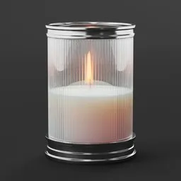 "Faceted glass candle 3D model for Blender 3D. Rendered in Octane and Unreal 5 engines, this highly detailed art piece features sleek lines and a reflective material with a lit candle inside. Created by An Gyeon."