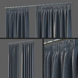 "Get the perfect 3D model for your Blender 3D project with this highly detailed and photo-realistic curtain model featuring PBR material for cloth. Ratings appreciated. Category: Curtain. Software used: Blender 3D."