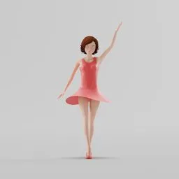 3D female dancing character model rigged for animation in Blender, with clean topology and UVs.