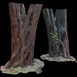 Realistic 3D tree stump model with high-detail 8K textures for Blender rendering.