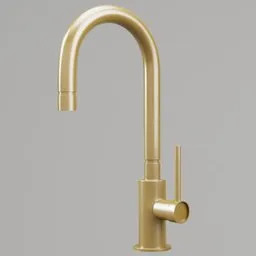 Gold Blender 3D kitchen/bathroom faucet model, detailed render for 3D visualization.