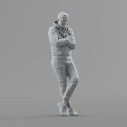 Lowpoly Male Leans on rail