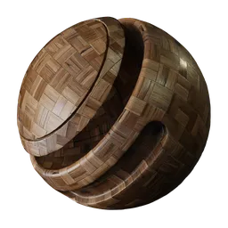 High-resolution PBR texture of a detailed square wood floor pattern with natural grain and color variations for 3D materials.