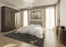 Luxury bedroom with French windows