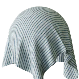 Striped woven PBR fabric texture for 3D rendering, seamless tiling, high-detail for realistic textiles.