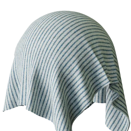 Striped woven PBR fabric texture for 3D rendering, seamless tiling, high-detail for realistic textiles.