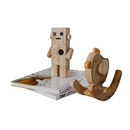 Detailed 3D wooden puppet model with books for Blender animation and room decor visualization.