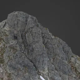 Highly detailed 3D scan of a craggy mountain peak for Blender renders, ideal for virtual environment creation.