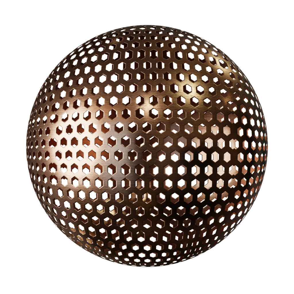 Hexagonal perforated copper | FREE metal materials | BlenderKit