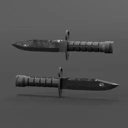 Realistic Blender 3D model of a detailed military/hunting knife, suitable for game and animation rendering.