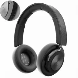 High-quality 3D model of professional matte black over-ear headphones, detail-oriented and perfect for tech-interior scenes.