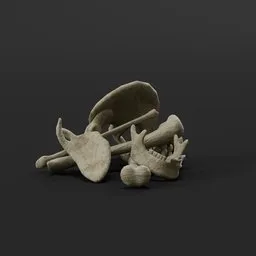 Detailed Blender 3D model featuring assorted skeletal bones arranged in a pile suitable for archaeology or horror scenes.