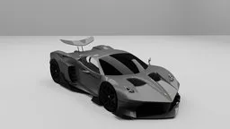 Detailed 3D rendering of a sleek, custom-designed supercar model with aerodynamic features created in Blender 3D.