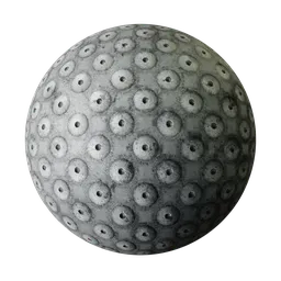 2K PBR texture for 3D modeling featuring a metallic treadplate with pronounced studs for industrial designs.