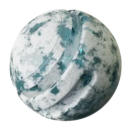 High-resolution PBR Frozen Water Snow texture for 3D modeling, showcasing realistic ice and snow with customizable features for winter scenes.