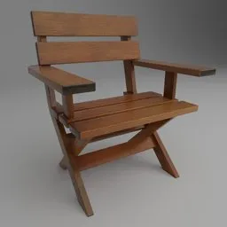 3D-rendered single wooden chair with detailed textures suitable for Blender modeling projects.