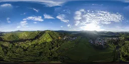 Sunny, clouds, hills, sunrise