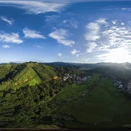 Sunny, clouds, hills, sunrise