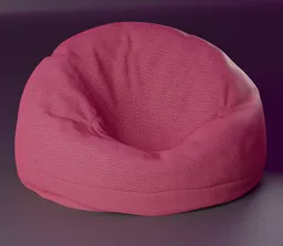 Detailed 3D model of a textured pink velvet bean bag chair for Blender rendering.