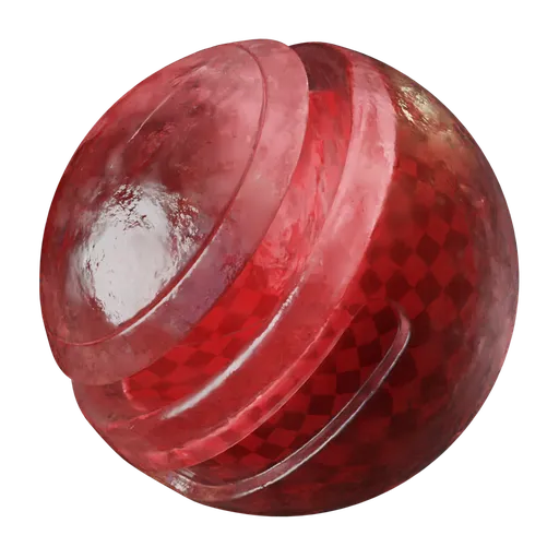High-quality red crystal PBR material for 3D rendering in Blender, ideal for photorealistic glass simulations.