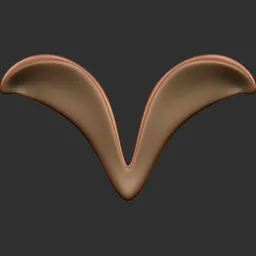 Blender 3D sculpting brush creating a smooth, dual-peaked ornamental indentation on model surface.