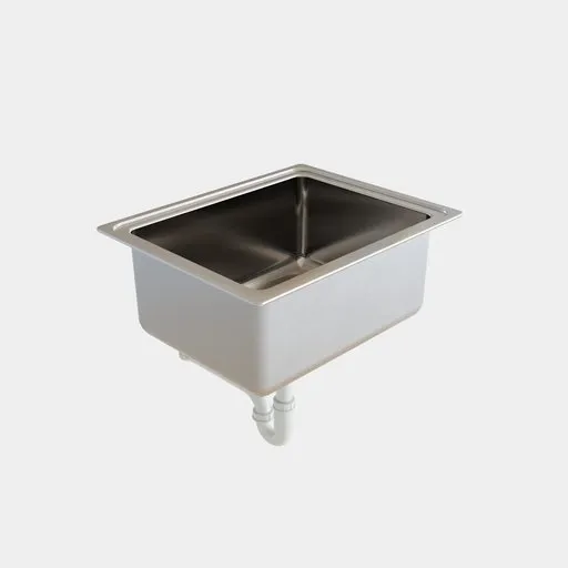 Highly detailed 50x40cm single kitchen sink 3D model for Blender rendering and visualization.