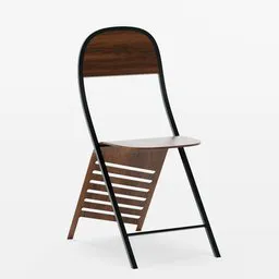 3D model of a sleek modern-style dining chair with wood texture, created in Blender.