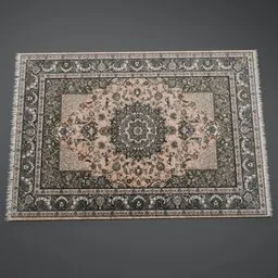 Detailed 3D model of a traditional Persian carpet with intricate patterns, optimized for Blender renderings.