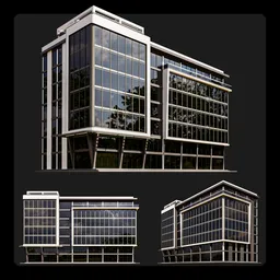 "Explore the modern BusinessCentre 3D model by M3D, featuring a sleek glass façade and detailed faces, perfect for building a dynamic cityscape. Created with Blender 3D software, this model captures the essence of modernism and unity."