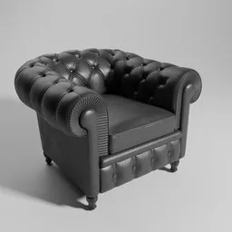 Detailed Blender 3D model showcasing a classic tufted armchair with elegant design elements.