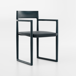 "3D model of a 'Sweepy Armchair', a black chair with a wood base and leather seat, created in Blender 3D software. This furniture piece is inspired by Malevich and features a modern design with a touch of elegance. Ideal for interior visualization projects."