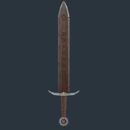 Engraved Medieval Sword Weathered steel Game ready