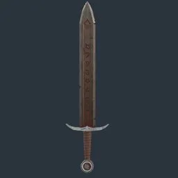 Engraved Medieval Sword Weathered steel Game ready