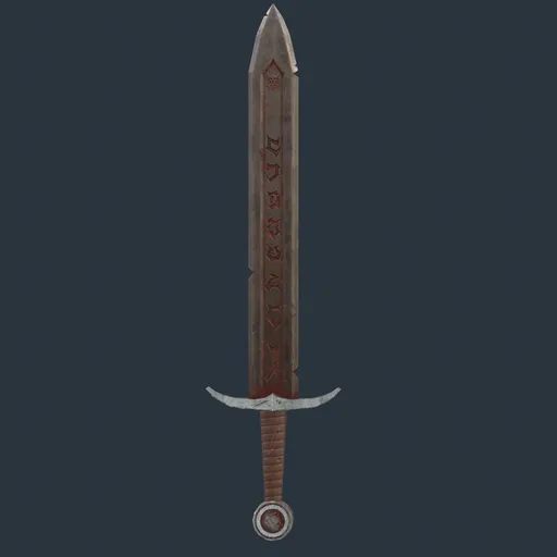 Engraved Medieval Sword Weathered steel Game ready