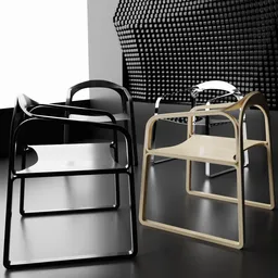 "Pop modernism armchair in carbon fiber, steel chrome and plywood, modeled in Blender 3D. The sleek design features smooth vector lines and golden curve characteristics, inspired by the Peugeot Onyx car. A winning award image of constructivist style, by Nassos Daphnis."