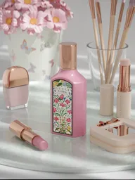 Pink flowers and lipstick