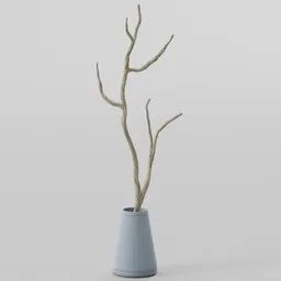 Dried Branch in Grey Pottery