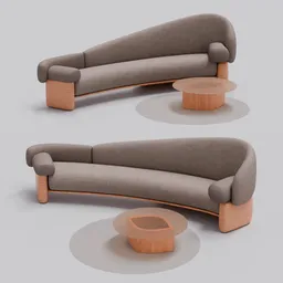 Curved Sofa & Coffee Table Set